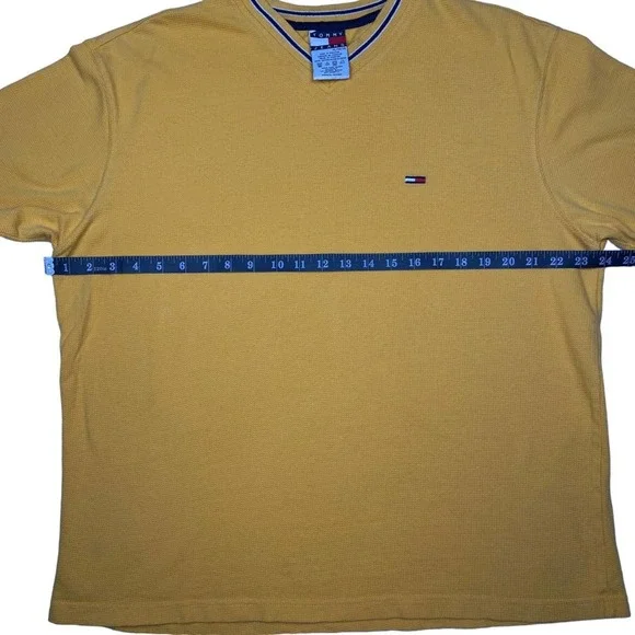 Vintage Tommy Hilfiger Men's‎ XL Yellow V-Neck Short Sleeve  Shirt - Picture 5 of 6